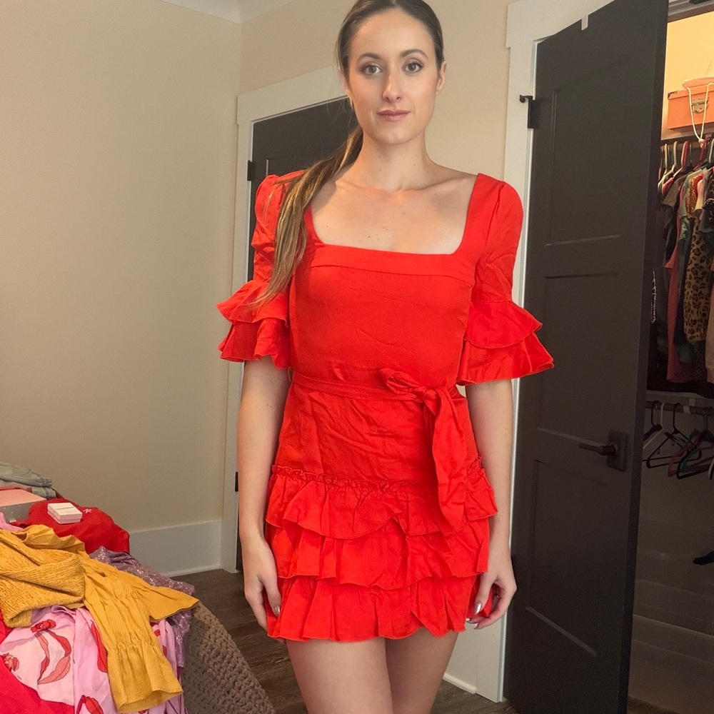 MAJORELLE Scarlet Ruffle Mini Dress